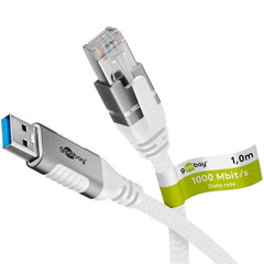 USB-A 3.0 naar RJ45 Ethernet kabel 10M - wit