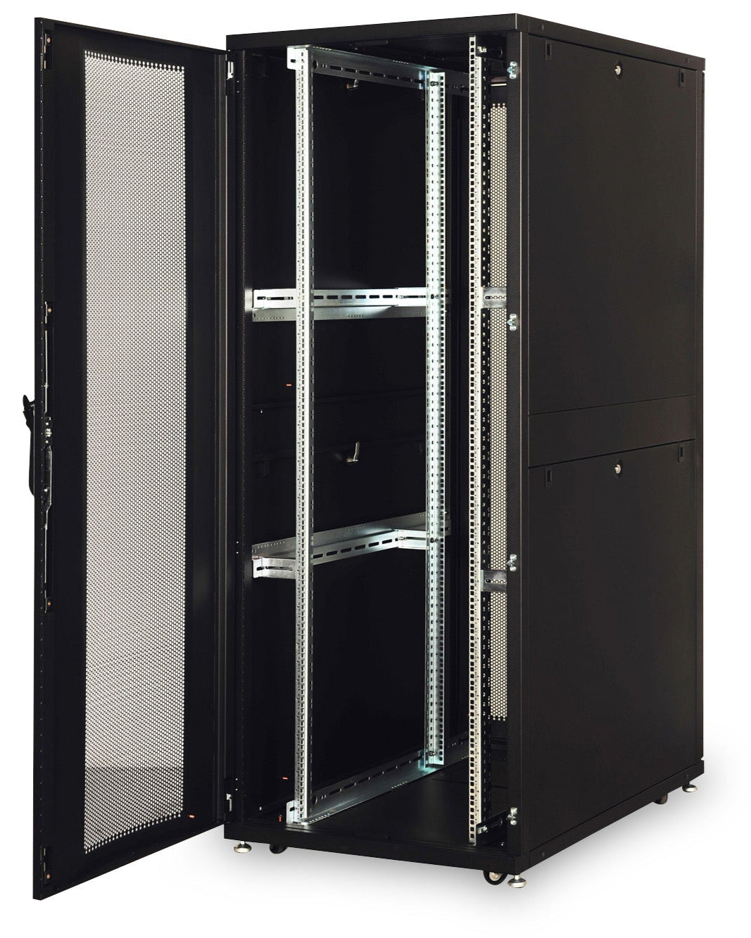 42U serverkast met geperforeerde deuren 800x1200x2050mm (BxDxH) zwart