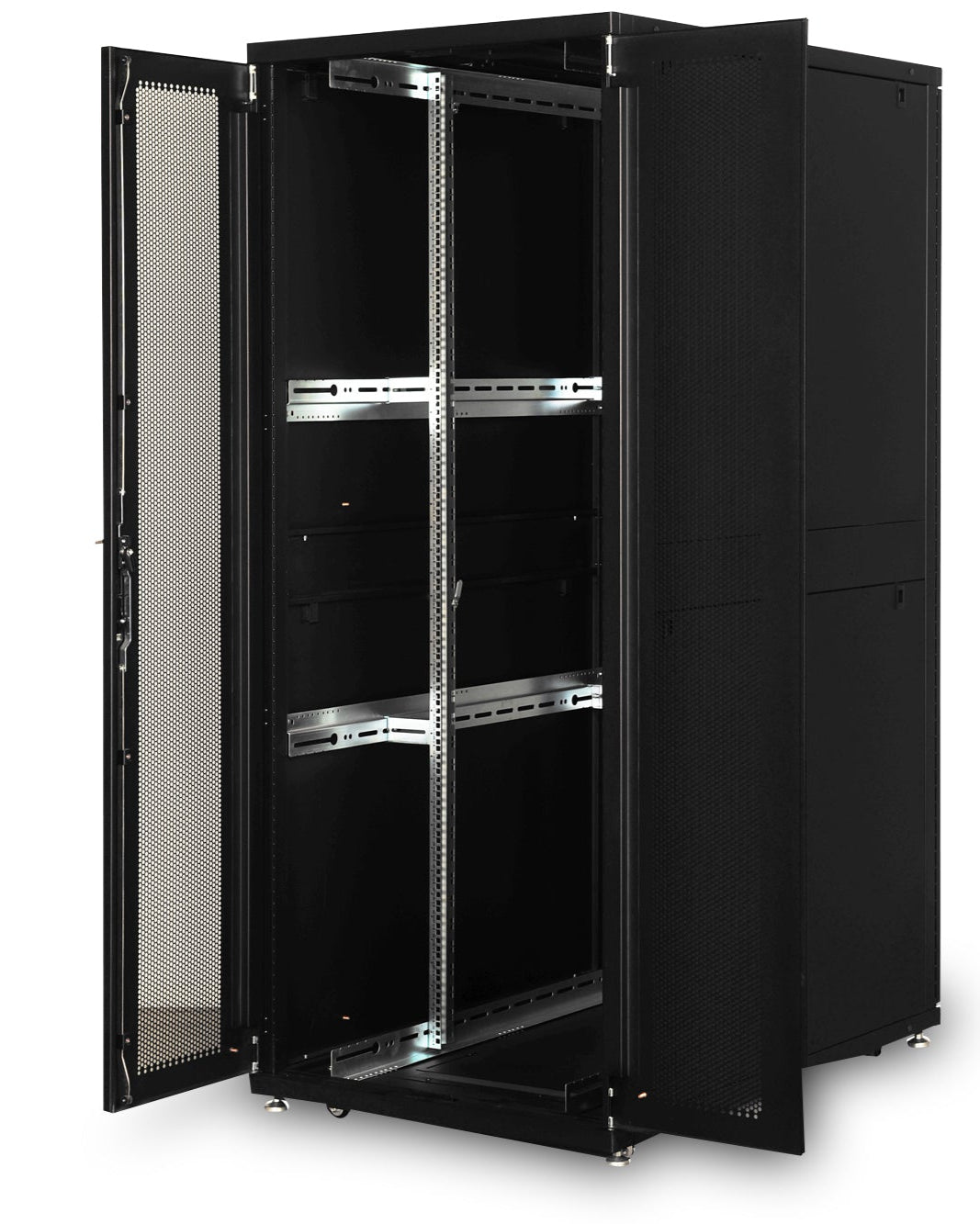 42U serverkast met geperforeerde deuren 800x1200x2050mm (BxDxH) zwart