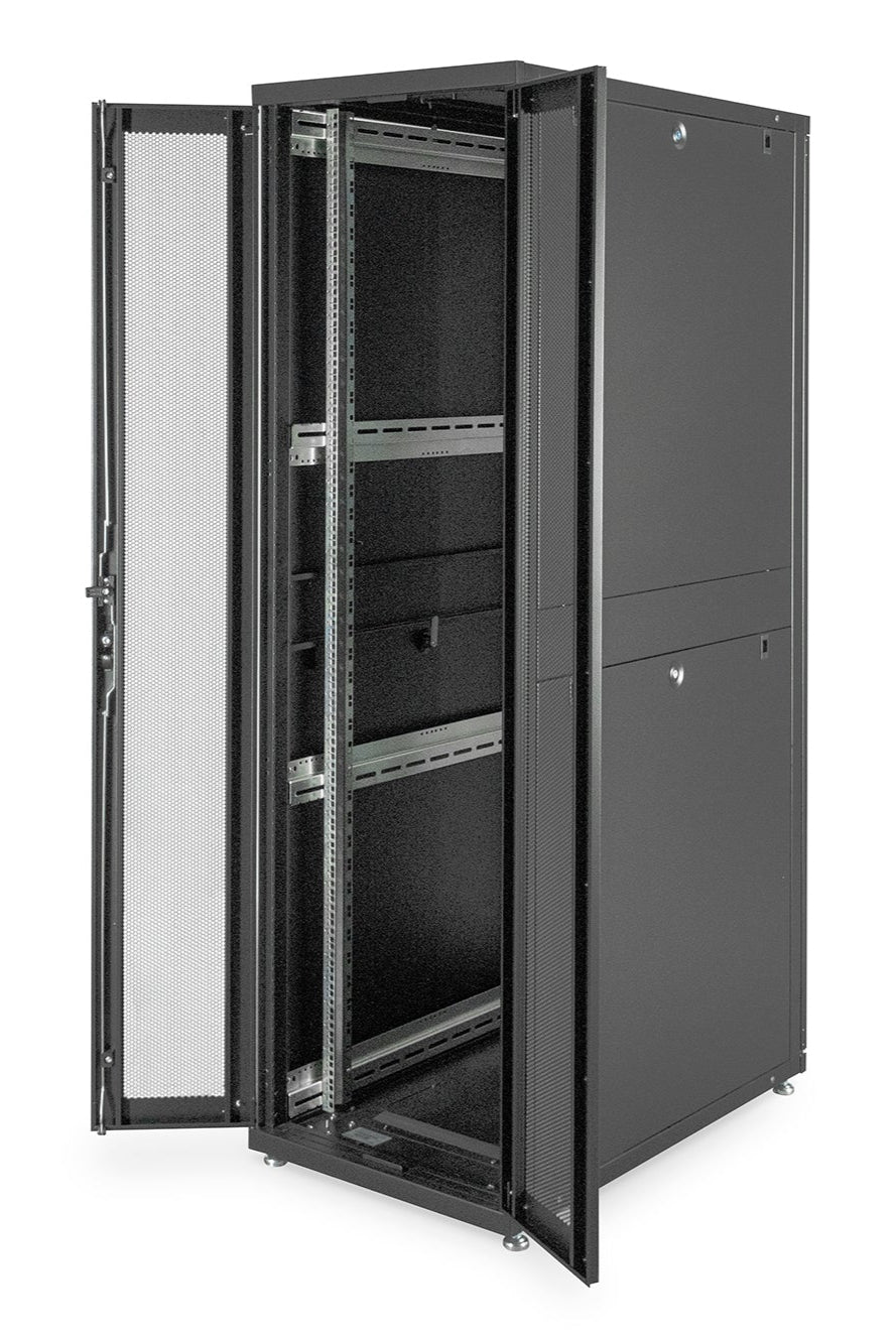 42U serverkast met geperforeerde deuren 600x1000x2050mm (BxDxH) zwart