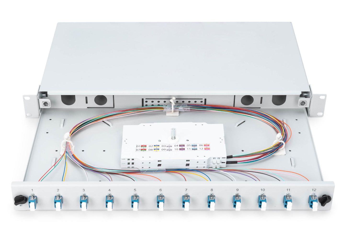 Glasvezel patchpaneel gemonteerd 12 poorten LC OS2