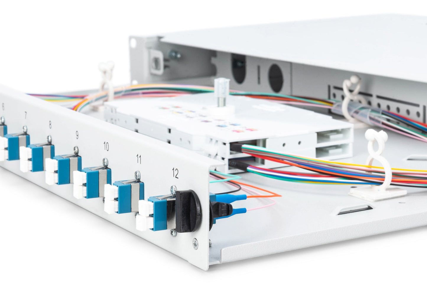 Glasvezel patchpaneel gemonteerd 12 poorten LC OS2