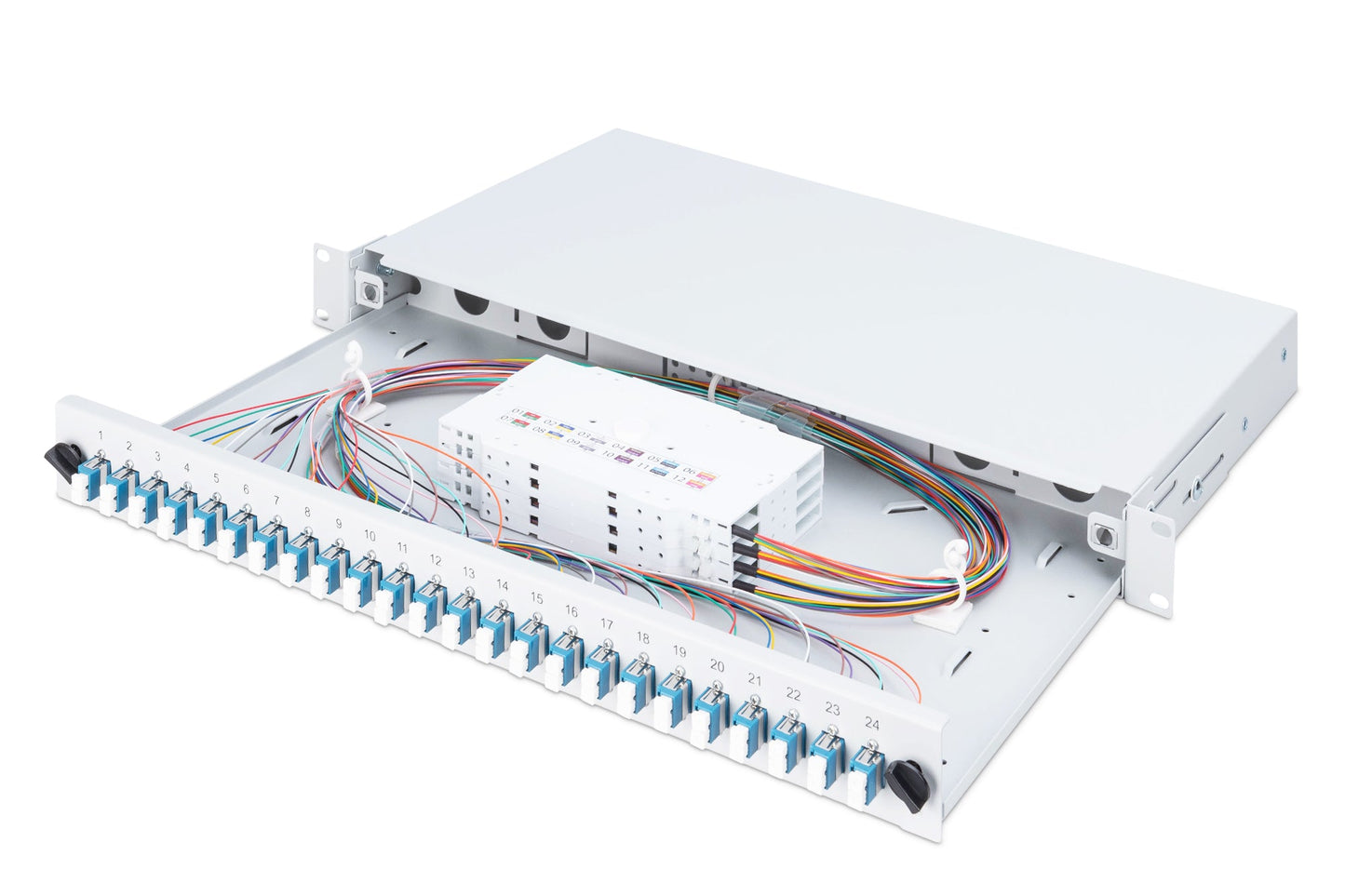 Glasvezel patchpaneel gemonteerd 24 poorten LC OS2