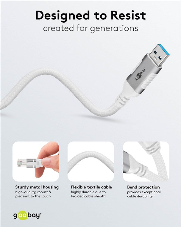 USB-A 3.0 naar RJ45 Ethernet kabel 10M - wit