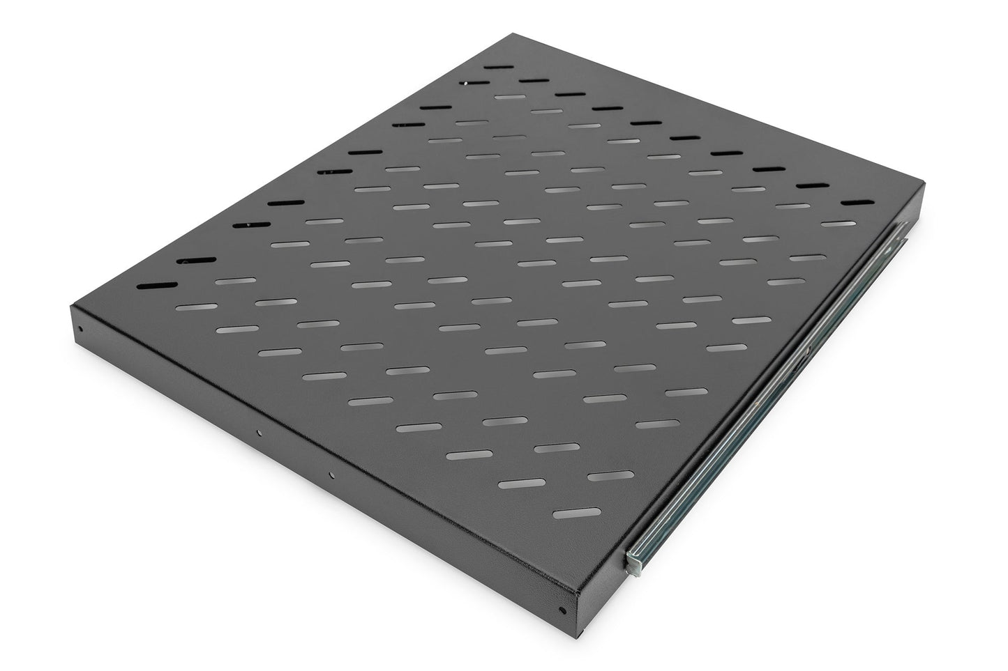 1U uitschuifbaar legbord voor 800 mm diepe rekken 40x484x568 mm, tot 25 kg, zwart (RAL 9005)