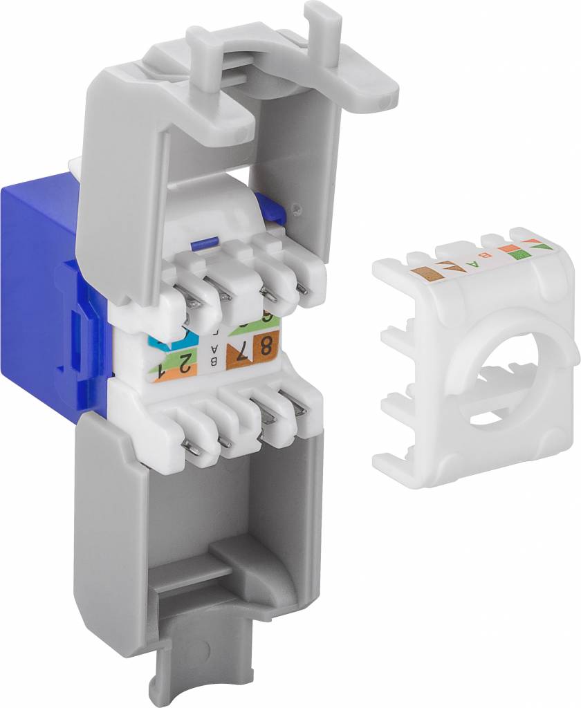CAT6a Keystone RJ45 unshielded blauw