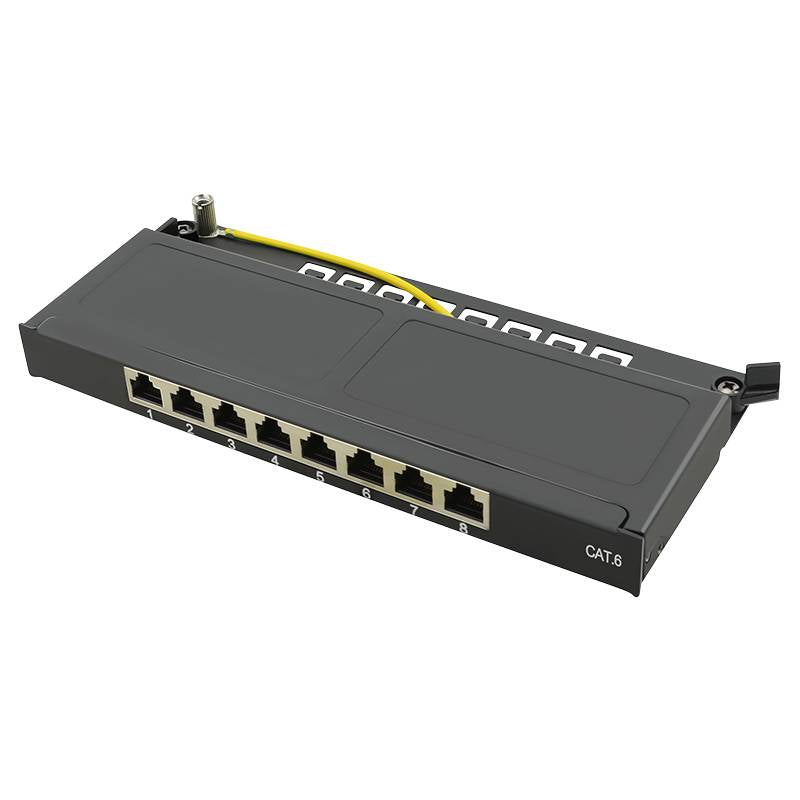 CAT6 patch panel 8-poorts STP 0,5U zwart