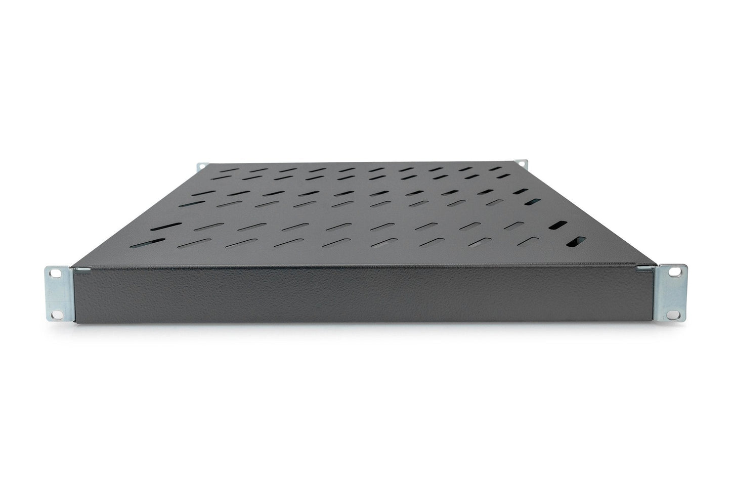 19 Inch 1U legbord voor 600 mm diepe rekken 43x483x358 mm, verstelbaar tot 550 mm diepte, zwart