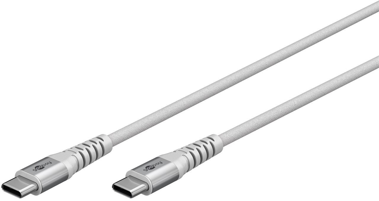 USB-C 0.5M superzachte textielkabel met metalen stekkers wit