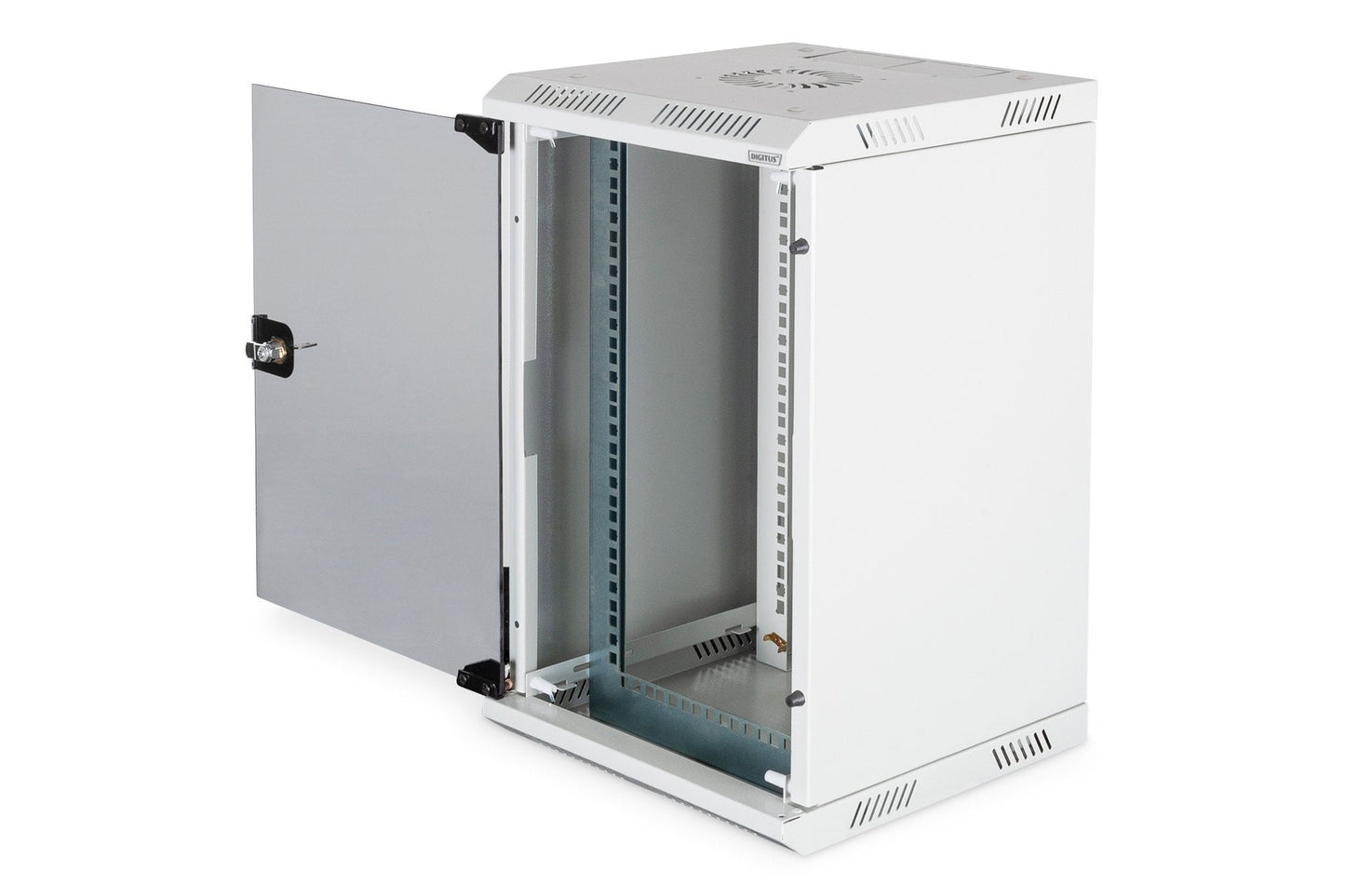 Combi wandmontagekast 10U horizontaal (10"), 5U verticaal (19"), grijs