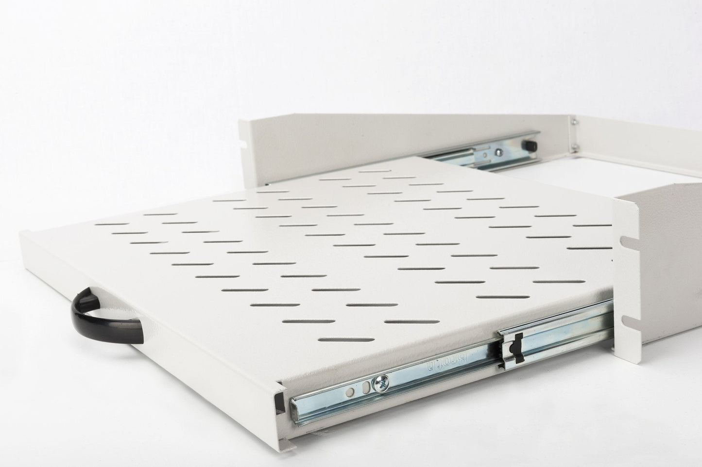 2U uitschuifbaar legbord voor kasten vanaf 450 mm diepte 88x483x352 mm, tot 30 kg, grijs (RAL 7035)