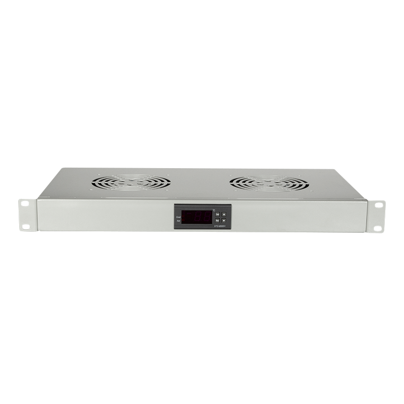 1U ventilatorunit met 2 ventilatoren, grijs 19 Inch