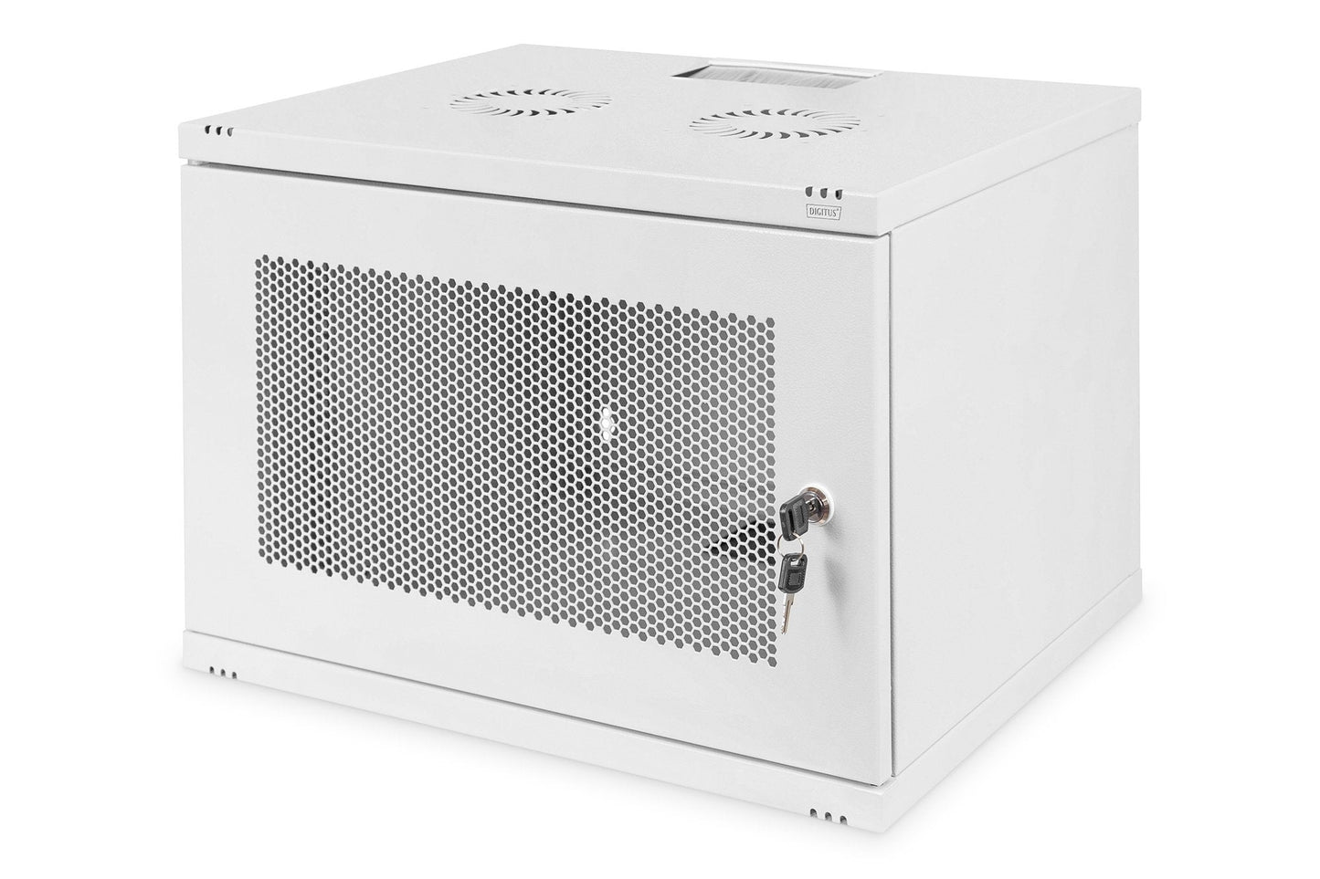 7U wandkast, SOHO, ongemonteerd 540x400x370 mm, geperforeerde frontdeur, grijs