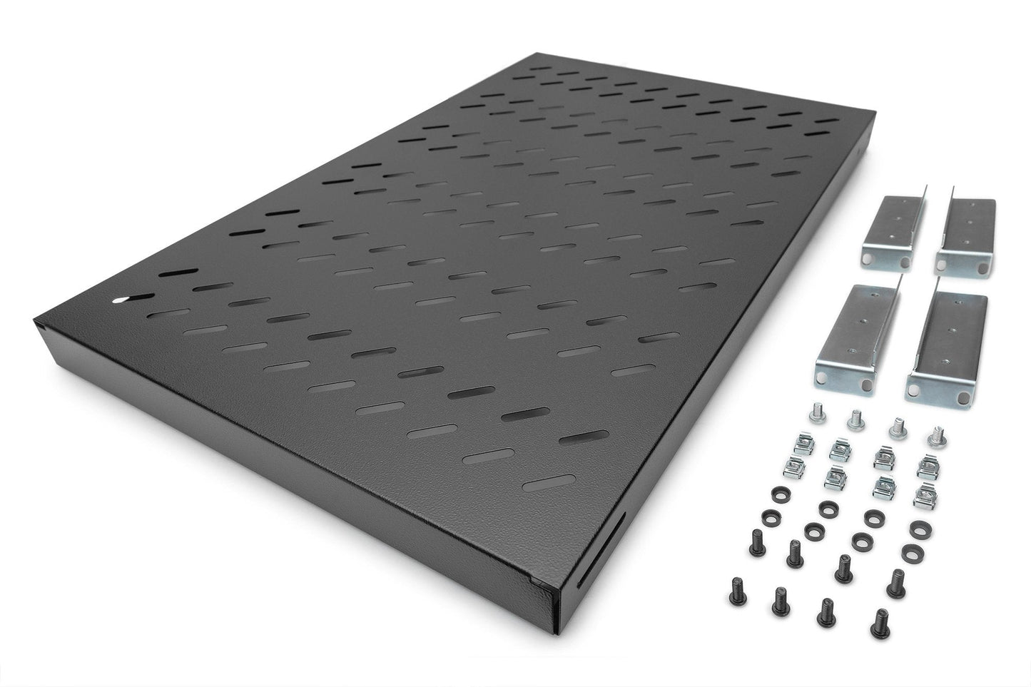 19 Inch 1U legbord voor 1000 mm diepe rekken 43x483x708 mm, verstelbaar tot 900 mm diepte, zwart