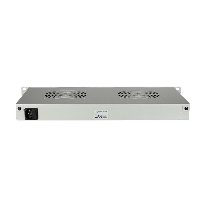 1U ventilatorunit met 2 ventilatoren, grijs 19 Inch