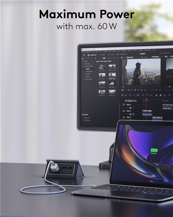 USB-C 1M superzachte textielkabel met metalen stekkers wit