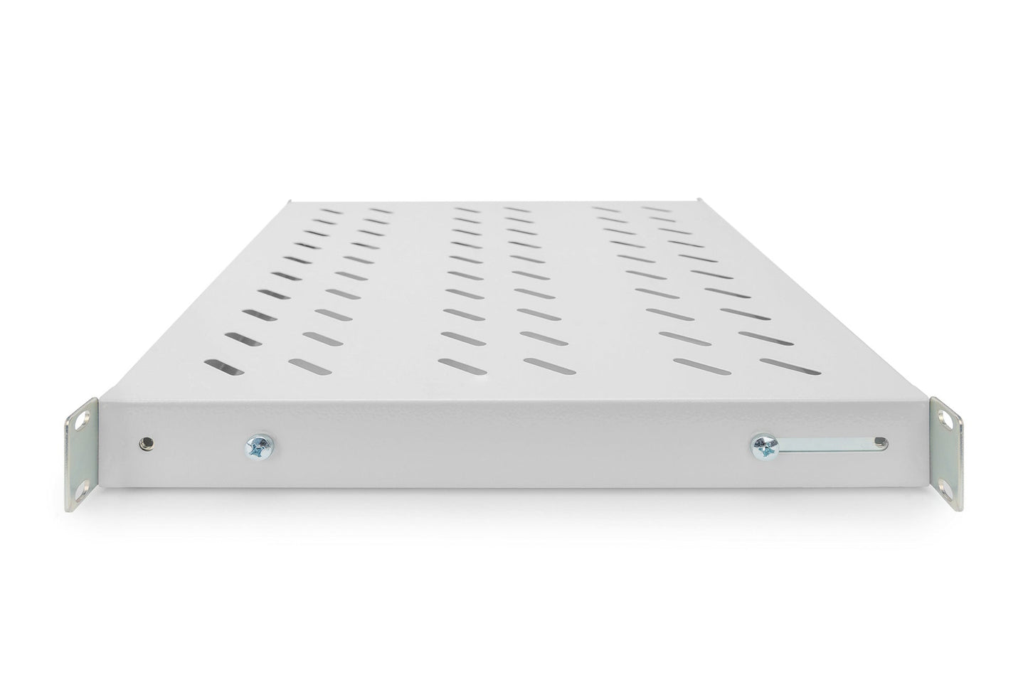19 Inch 1U vaste plank voor 600 mm diepe rekken 44x483x358 mm, verstelbaar 350-550 mm diepte, grijs