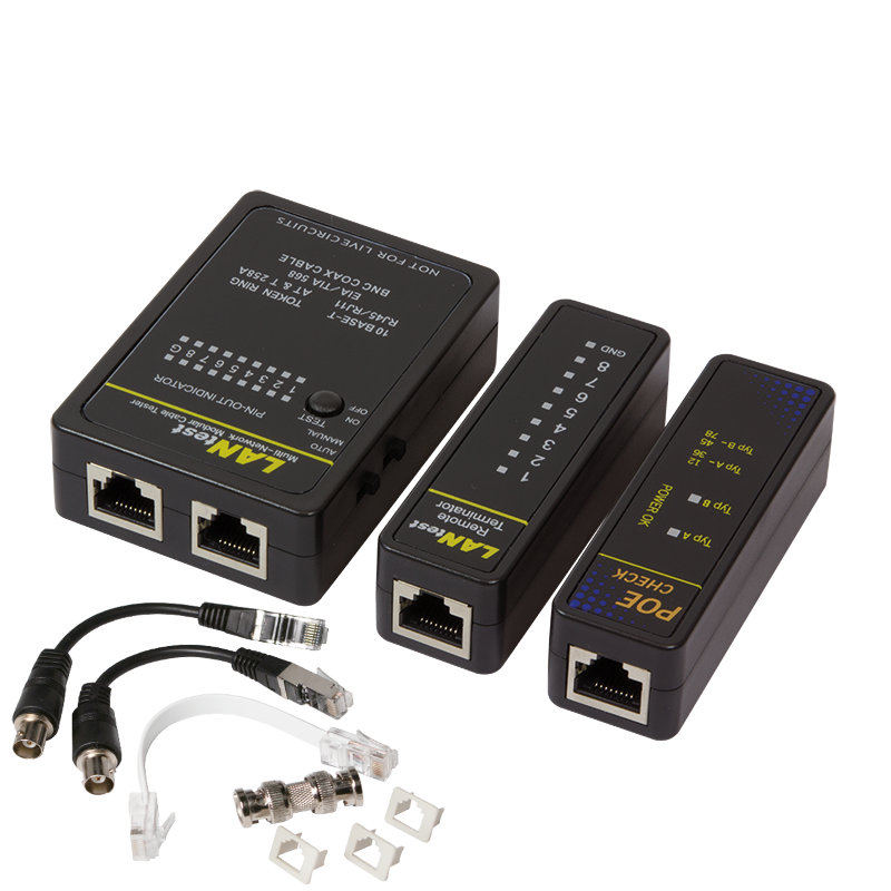 Kabeltester RJ11, RJ12, RJ45, BNC en PoE