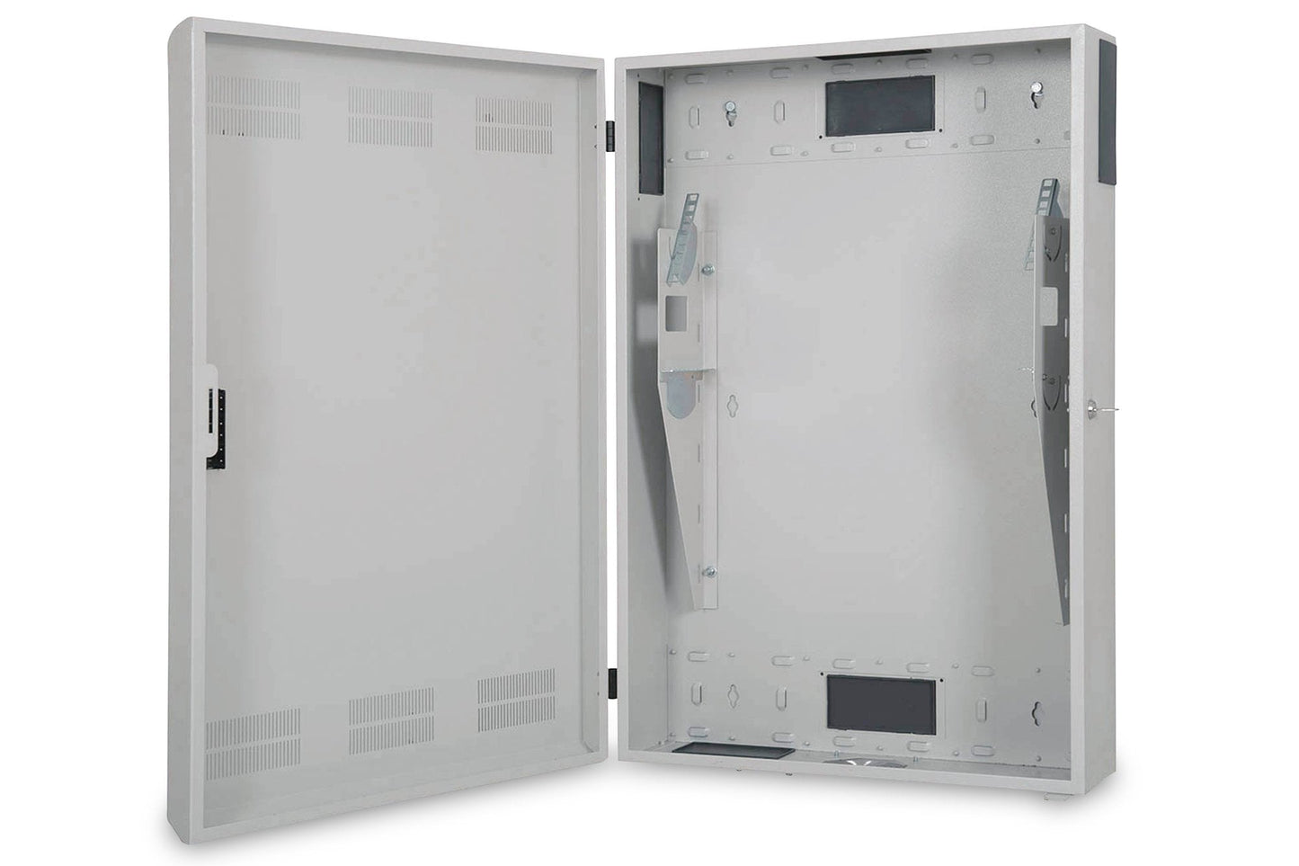 Wandkast, slank, 900x600x200 mm 3U horizontaal en 3U verticaal, grijs (RAL 7035)