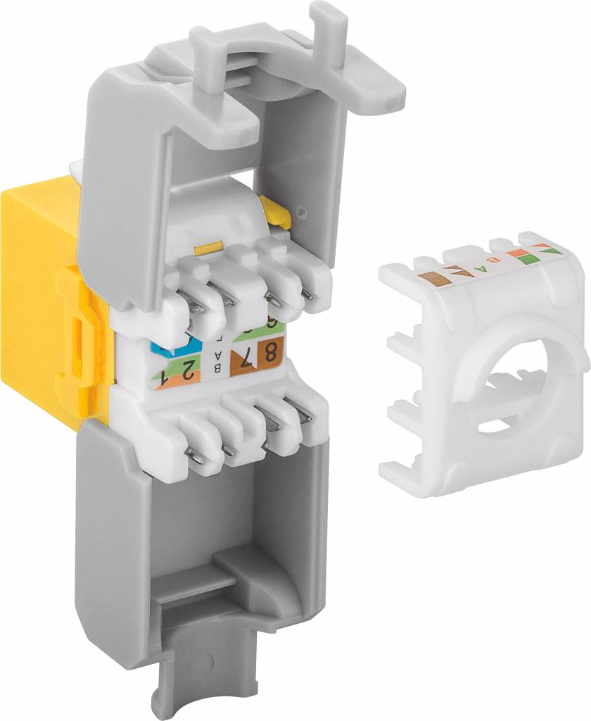 CAT6a Keystone RJ45 unshielded geel