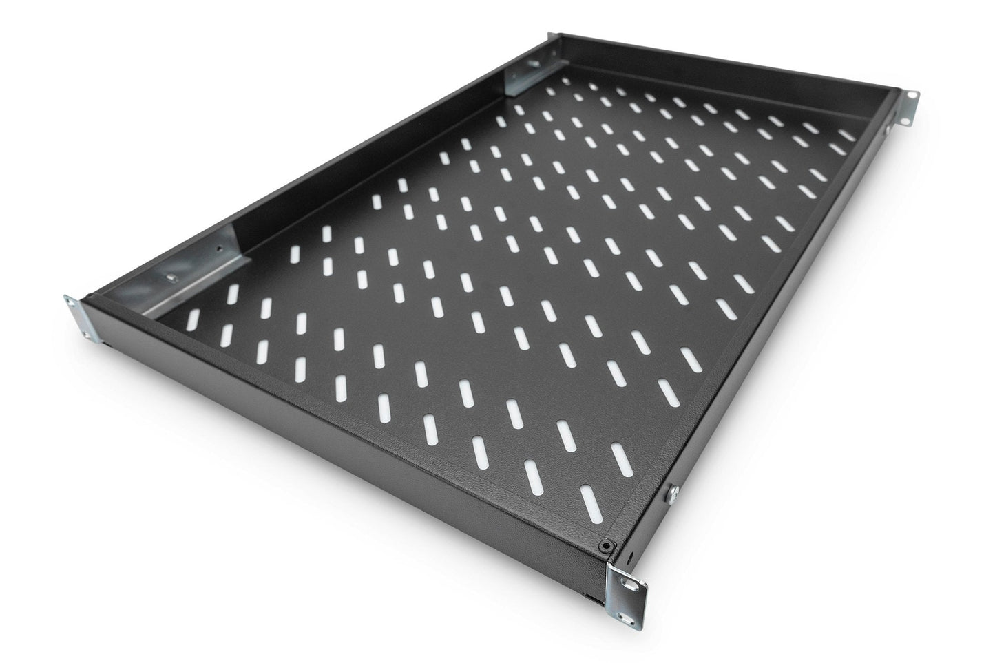 19 Inch 1U legbord voor 1000 mm diepe rekken 43x483x708 mm, verstelbaar tot 900 mm diepte, zwart