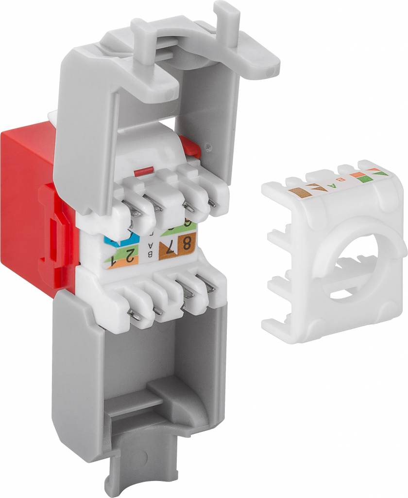 CAT6a Keystone RJ45 unshielded rood