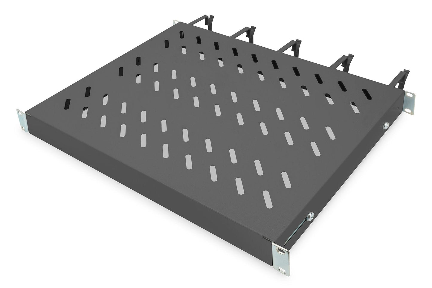 19 Inch 1U legbord vaste inbouw voor 600 mm diepe kasten incl. kabelmanagement, zwart