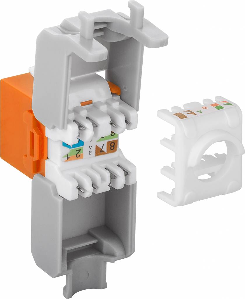 CAT6a Keystone RJ45 unshielded oranje