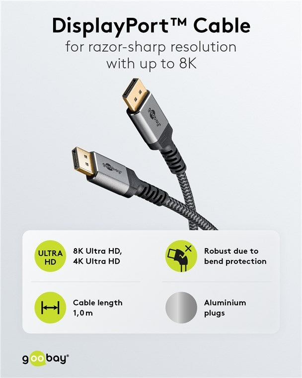 DisplayPort™ Kabel, 8K @ 60 Hz 1M