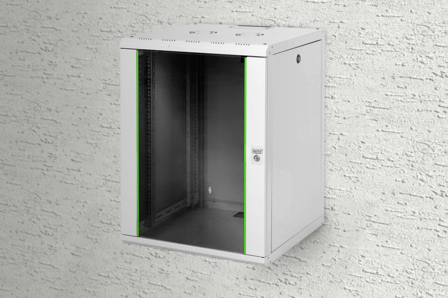 16U wandkast, Unique 600x600x820 mm, kleur grijs (RAL 7035)
