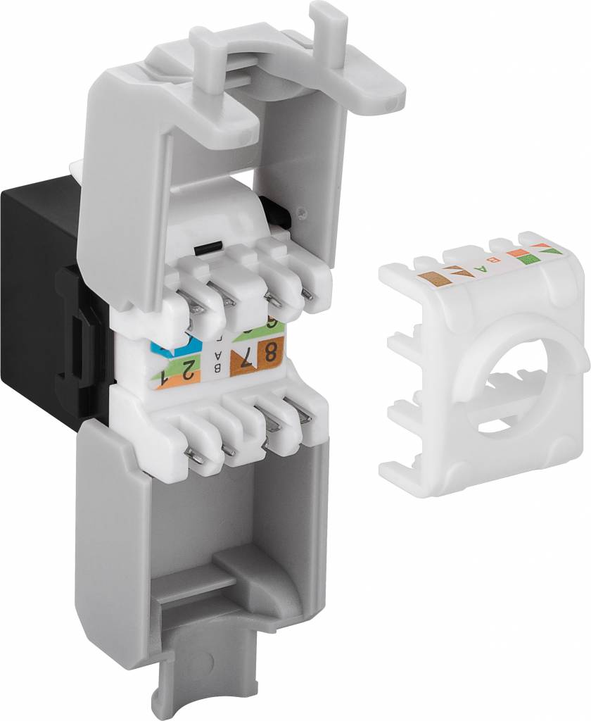 CAT6a Keystone RJ45 unshielded zwart