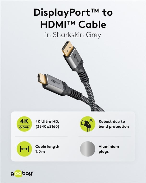 DisplayPort™ naar HDMI™-kabel, 4K @ 60 Hz 2M
