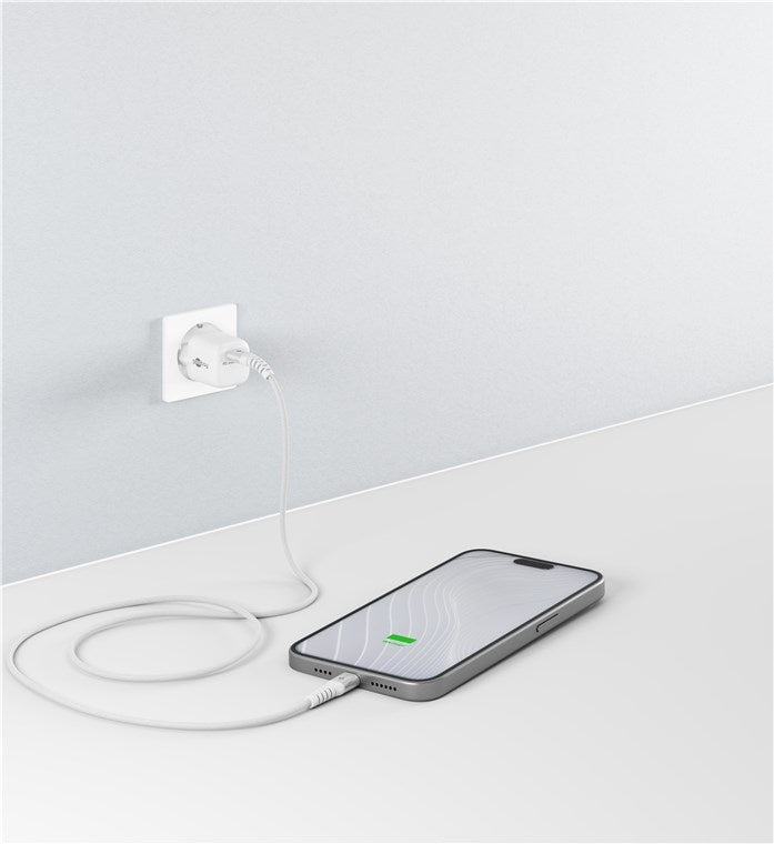 USB-C 2M superzachte textielkabel met metalen stekkers wit