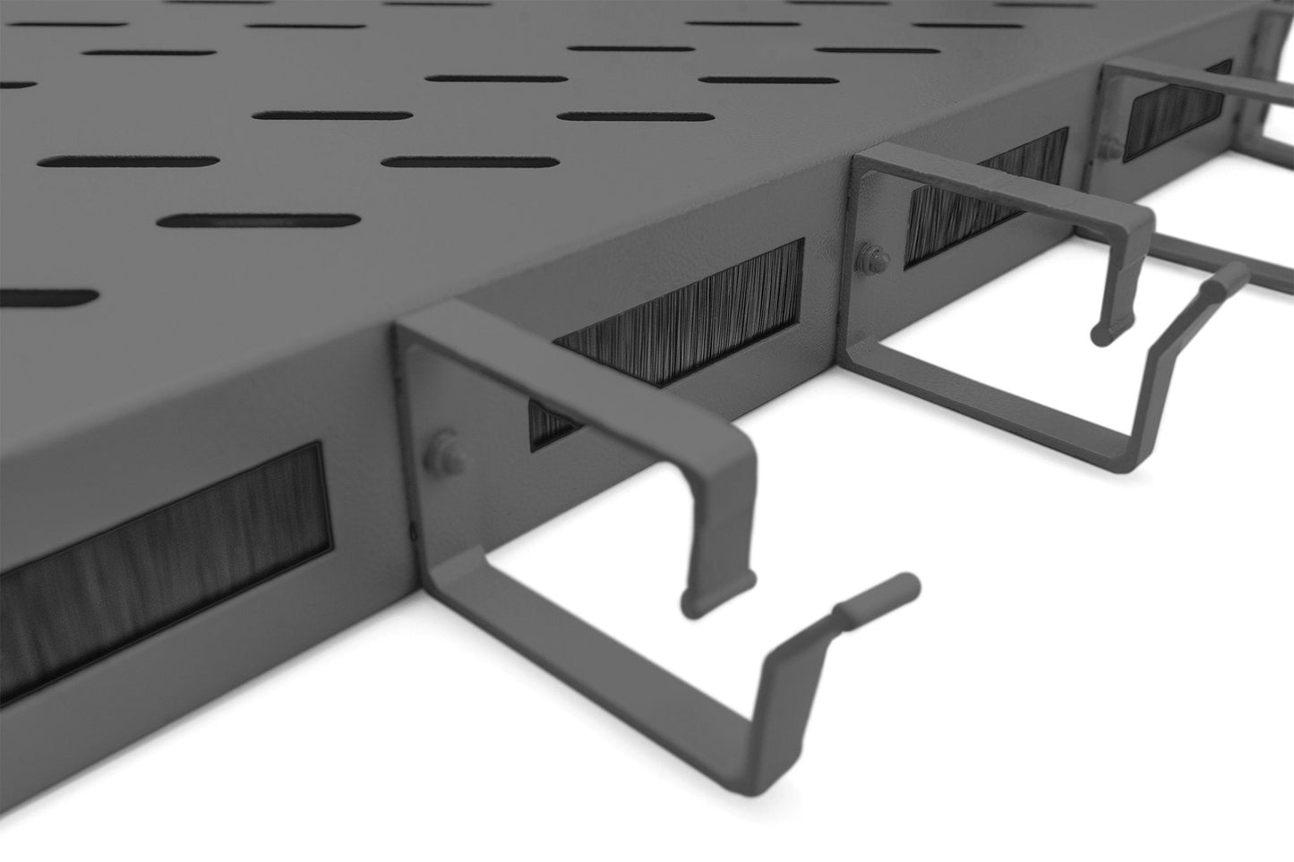 19 Inch 1U legbord vaste inbouw voor 600 mm diepe kasten incl. kabelmanagement, zwart