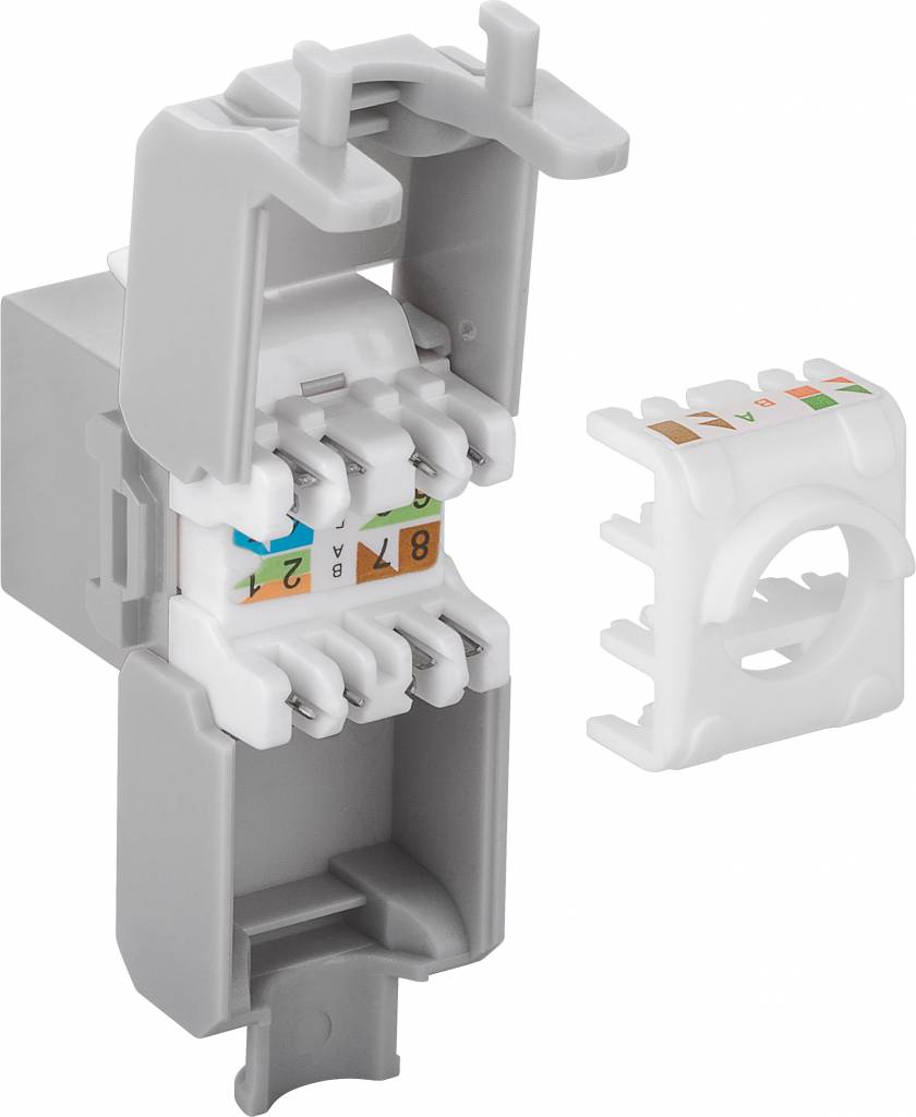 CAT6a Keystone RJ45 unshielded grijs