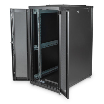 26U serverkast met geperforeerde deuren 600x1000x1340mm (BxDxH) zwart