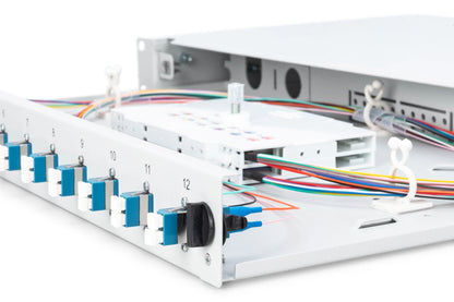 Glasvezel patchpaneel gemonteerd 12 poorten LC OS2