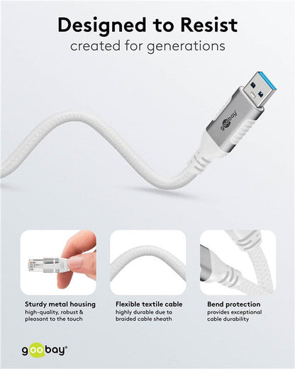 USB-A 3.0 naar RJ45 Ethernet kabel 1.5M - wit
