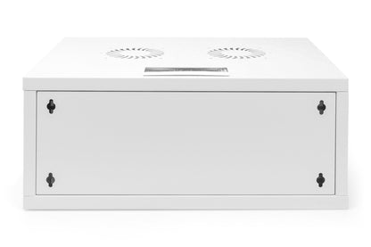 4U wandkast, SOHO, ongemonteerd 540x400x241 mm, volledig glazen frontdeur, grijs