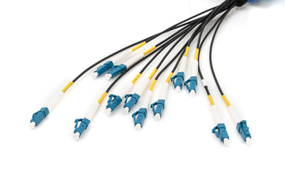 Reeds geassembleerde, 100 M universele breakout glasvezelkabel, singlemode OS2, 12 vezels, LC/UPC - LC/UPC