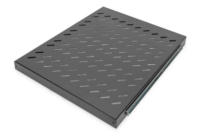 1U uitschuifbaar legbord voor 800 mm diepe rekken 40x484x568 mm, tot 25 kg, zwart (RAL 9005)