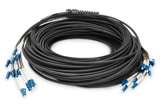 Reeds geassembleerde, 30 M universele breakout glasvezelkabel, singlemode OS2, 12 vezels, LC/UPC - LC/UPC
