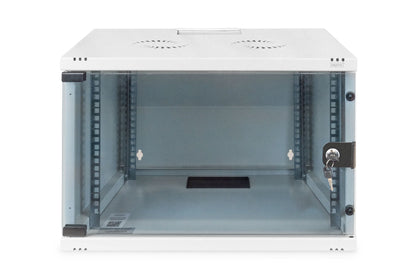 7U wandkast, SOHO, ongemonteerd 540x400x370 mm, volledig glazen voordeur, grijs
