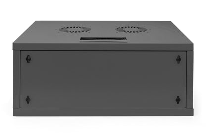 4U wandkast, SOHO, ongemonteerd 540x400x241 mm, volledig glazen frontdeur, zwart