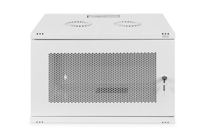 7U wandkast, SOHO, ongemonteerd 540x400x370 mm, geperforeerde frontdeur, grijs