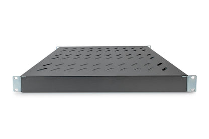 19 Inch 1U legbord voor 600 mm diepe rekken 43x483x358 mm, verstelbaar tot 550 mm diepte, zwart