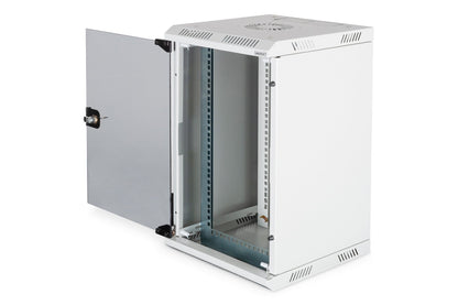 Combi wandmontagekast 10U horizontaal (10"), 5U verticaal (19"), grijs