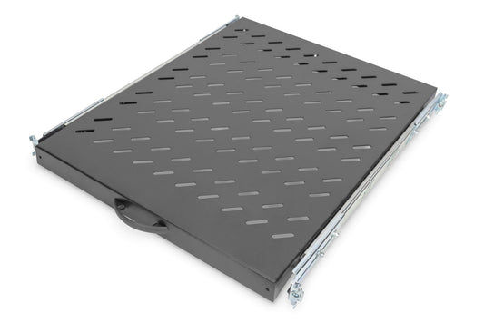 1U uitschuifbaar legbord voor 800 mm diepe rekken 40x484x568 mm, tot 25 kg, zwart (RAL 9005)