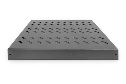 1U uitschuifbaar legbord voor 600 mm diepe rekken 40x485x368 mm, tot 25 kg, zwart (RAL 9005)
