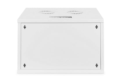7U wandkast, SOHO, ongemonteerd 540x400x370 mm, geperforeerde frontdeur, grijs